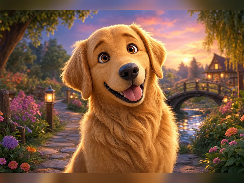 3D Animated Movie Pet character pet portrait template preview for a dog or cat