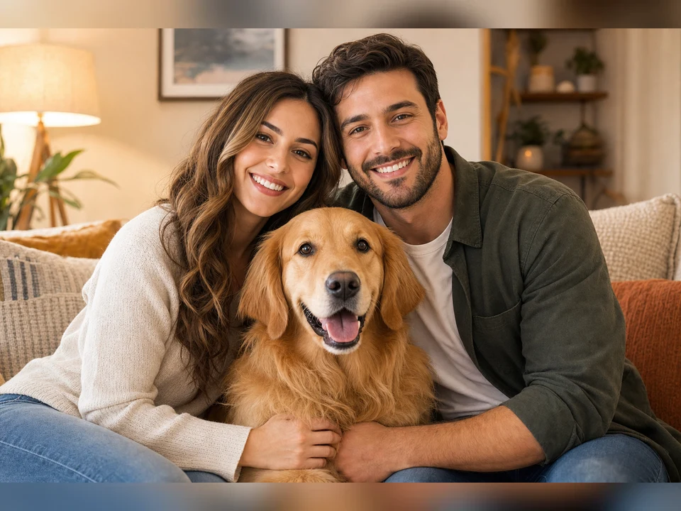 Adult Family Portrait owner and pet portrait template preview