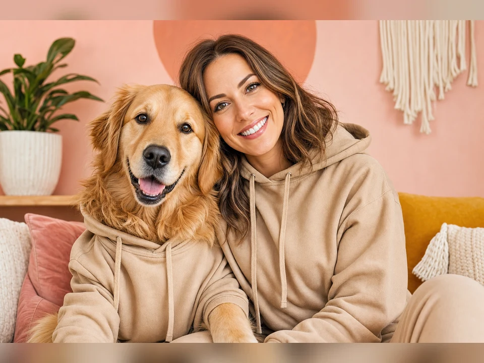 Best Friends Hoodie Portrait owner and pet portrait template preview