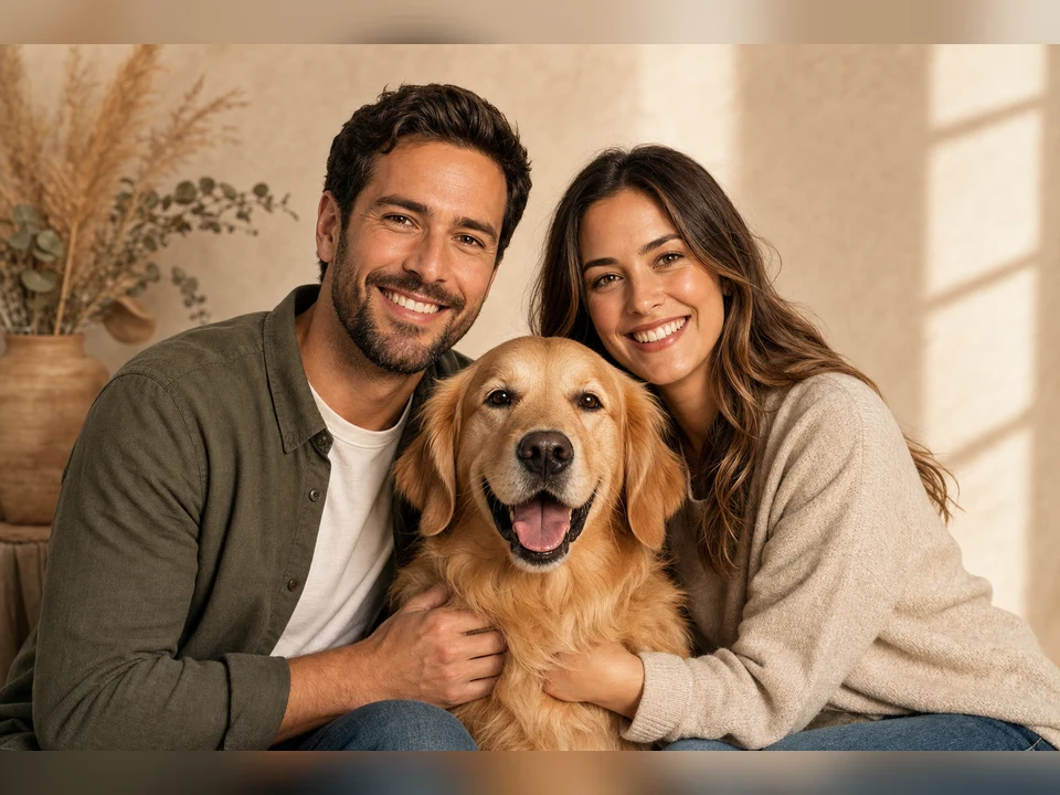 Couple + Pet Studio owner and pet portrait template preview