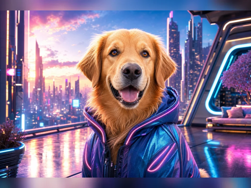 Cyberpunk City Portrait template preview