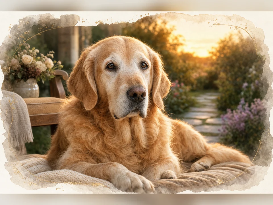 Favorite Place Memorial memorial pet portrait template preview for a dog or cat