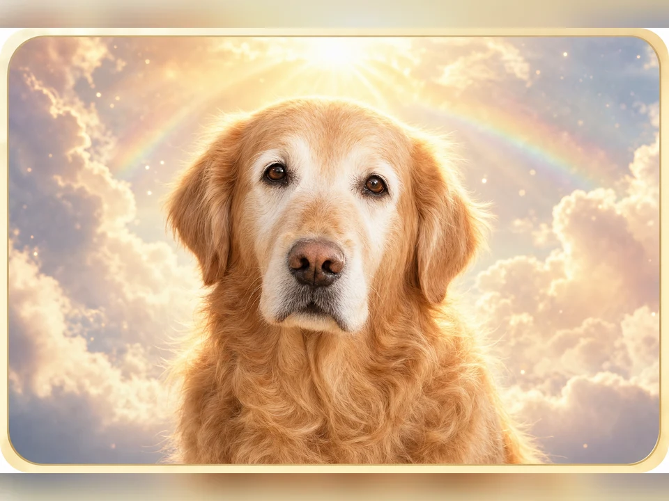 Heaven Light Portrait memorial pet portrait template preview for a dog or cat