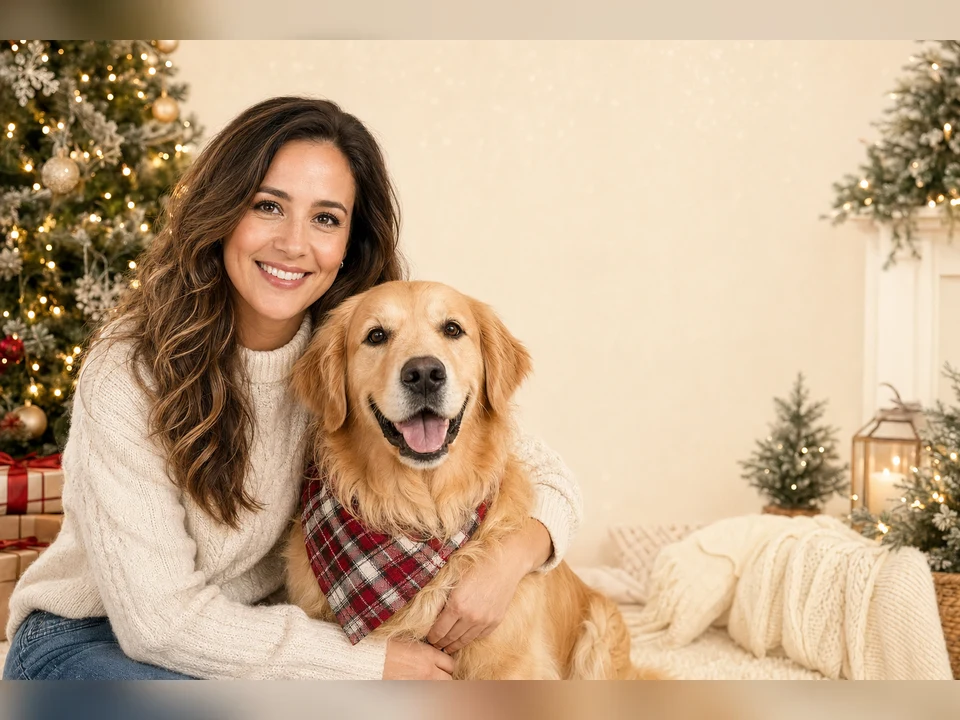 Owner & Pet Christmas Card template preview