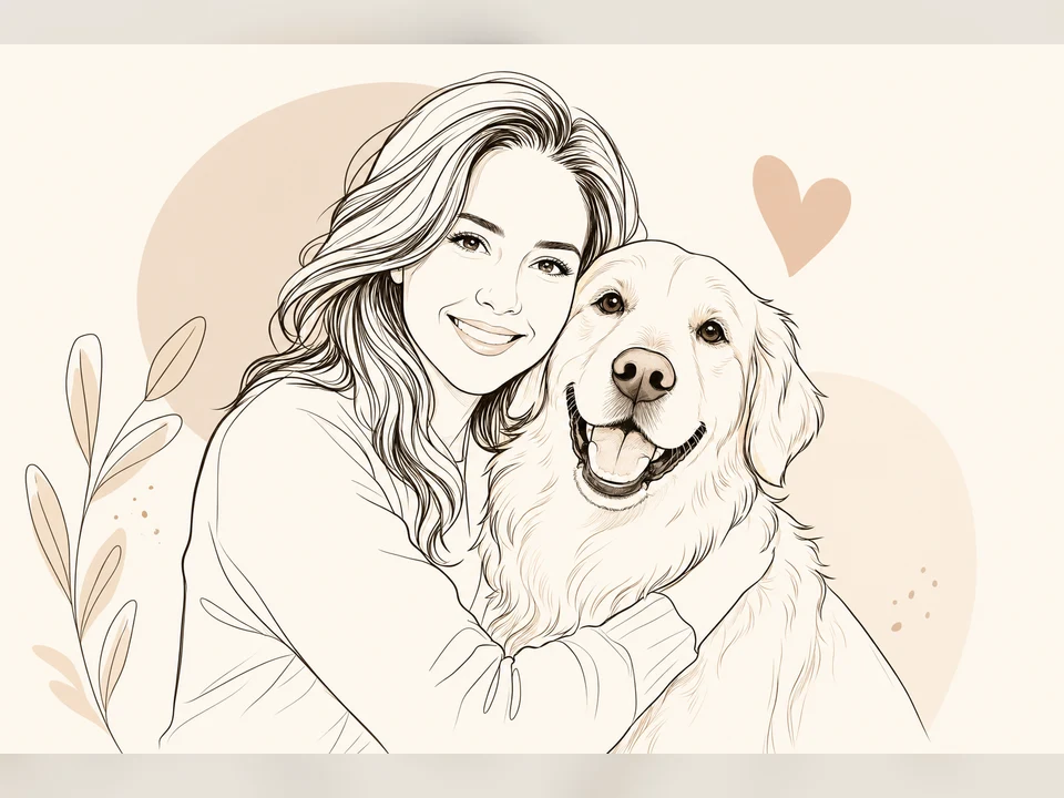 Owner & Pet Minimal Line Art template preview