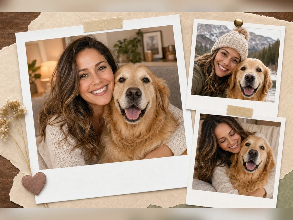Owner & Pet Polaroid Collage template preview