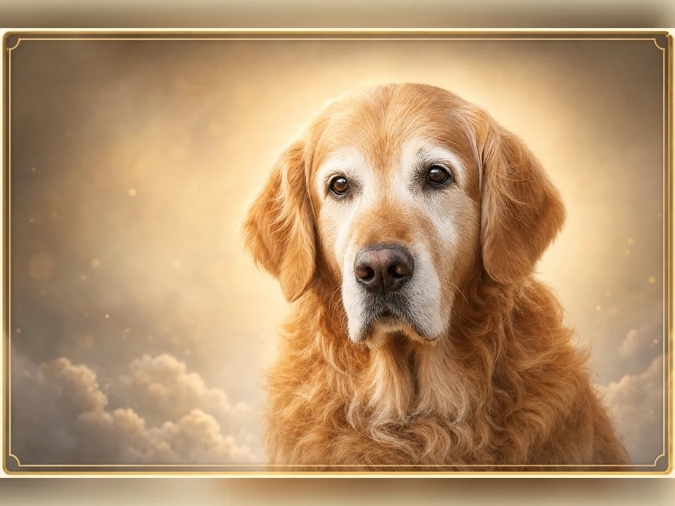 Senior Pet Tribute memorial pet portrait template preview for a dog or cat