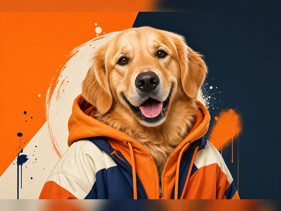 Streetwear Pet Icon character pet portrait template preview for a dog or cat