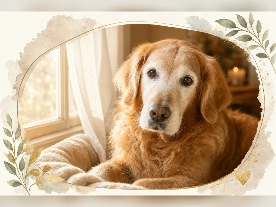 Window Light Memory memorial pet portrait template preview for a dog or cat